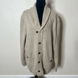 Tasso Elba Men's Tan Lambswool Blend Button Shawl Collar Cardigan Sweater Sz XL